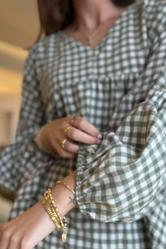 Nonni Gingham Artist Smock Khaki